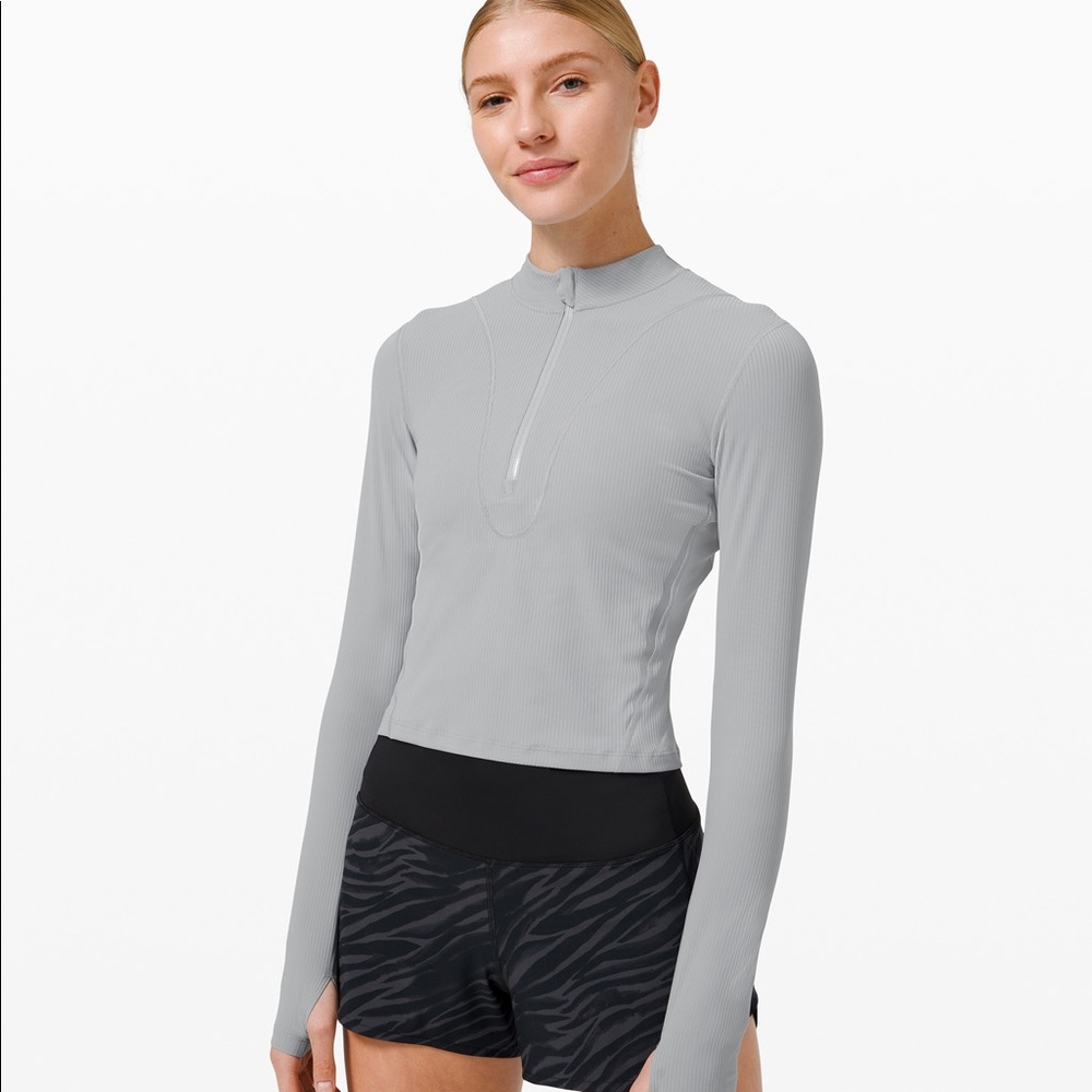 Rhino Grey Lululemon Long Sleeve Zip Up Top 4
